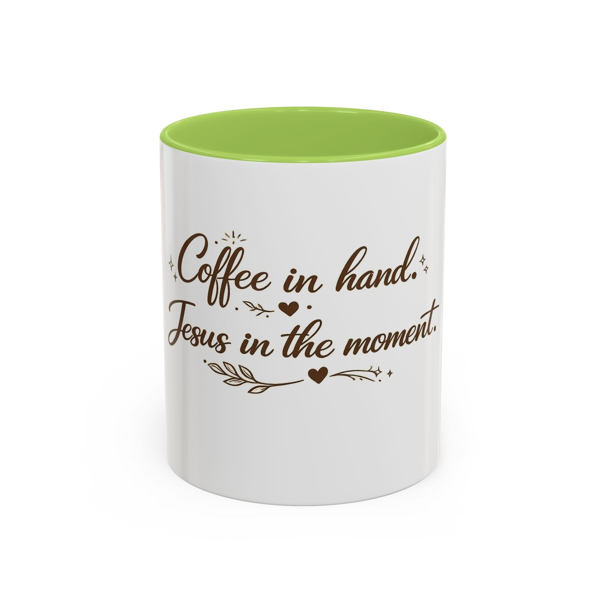 ''Coffee in Hand, Jesus in the Moment' Accent Coffee Mug