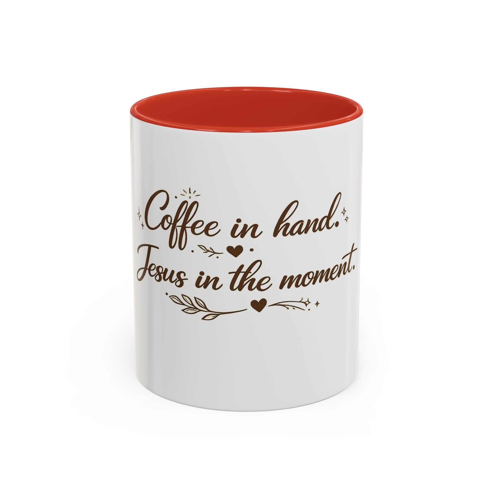 ''Coffee in Hand, Jesus in the Moment' Accent Coffee Mug