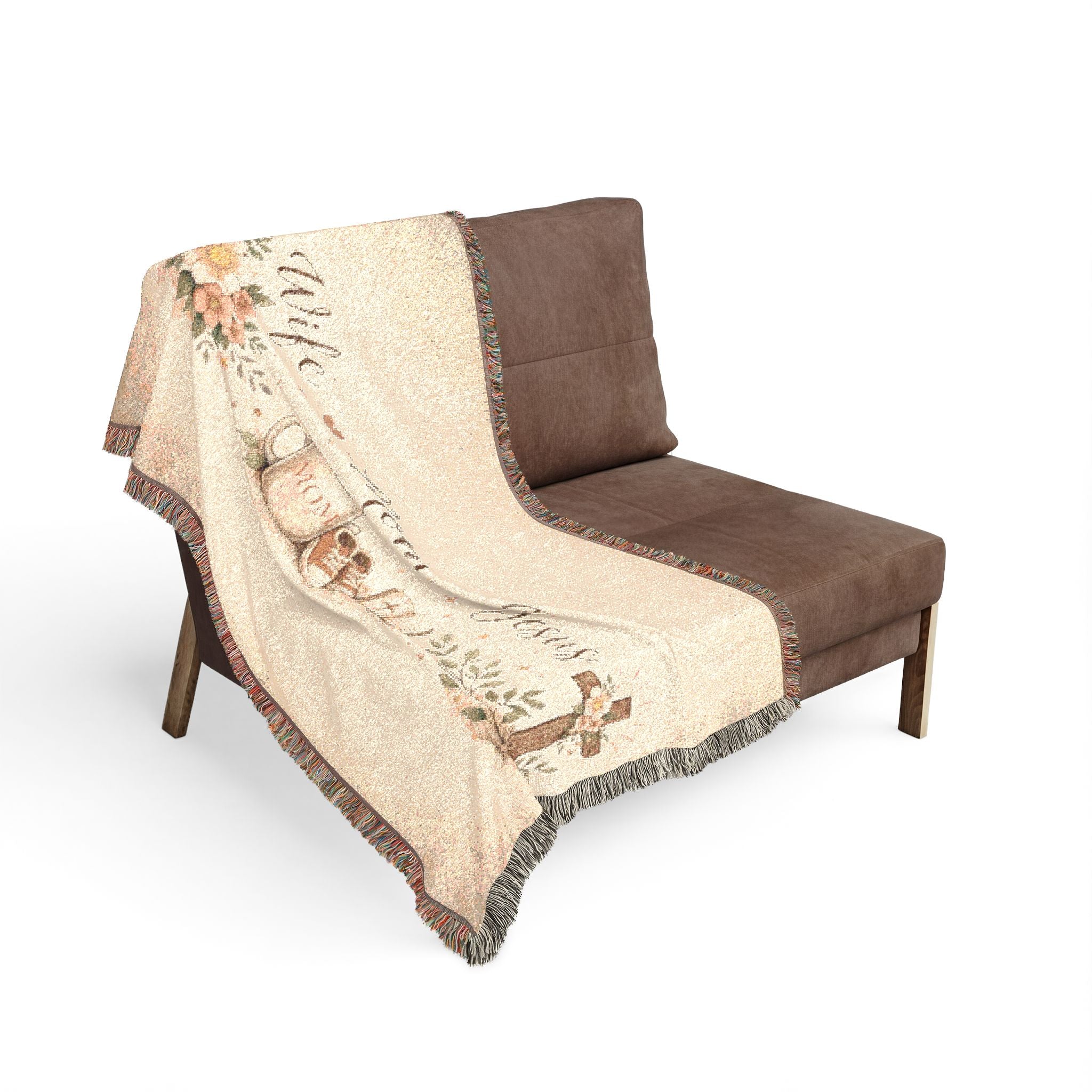 'Wife, Mom, Jesus' Woven Blanket