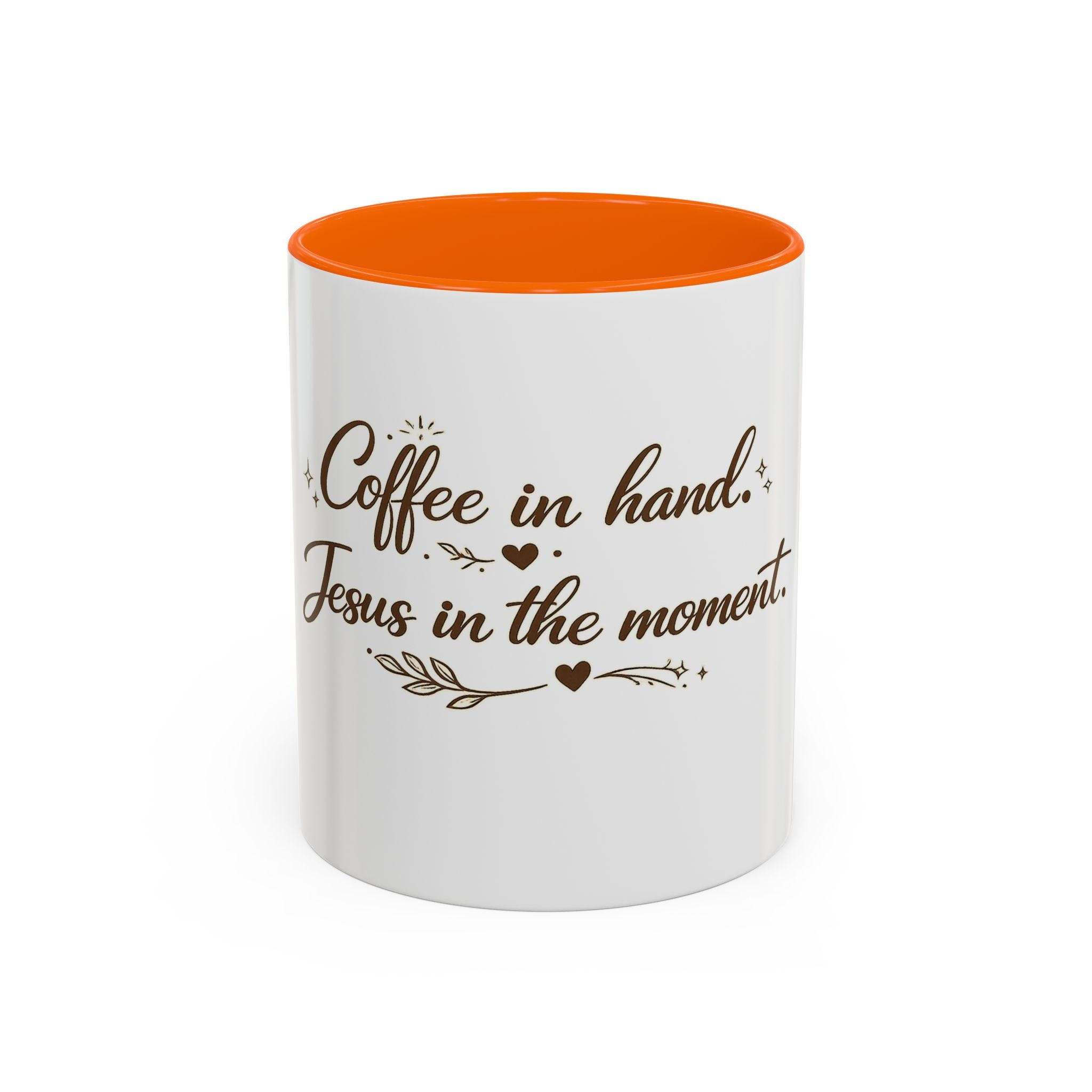 ''Coffee in Hand, Jesus in the Moment' Accent Coffee Mug