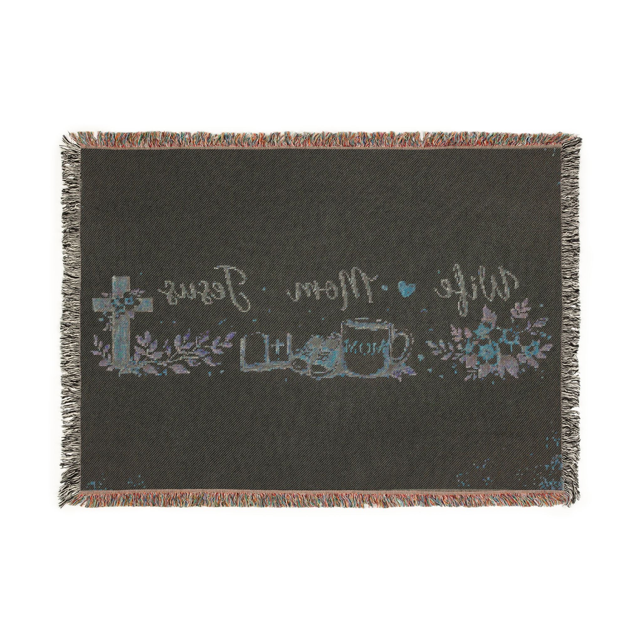 'Wife, Mom, Jesus' Woven Blanket