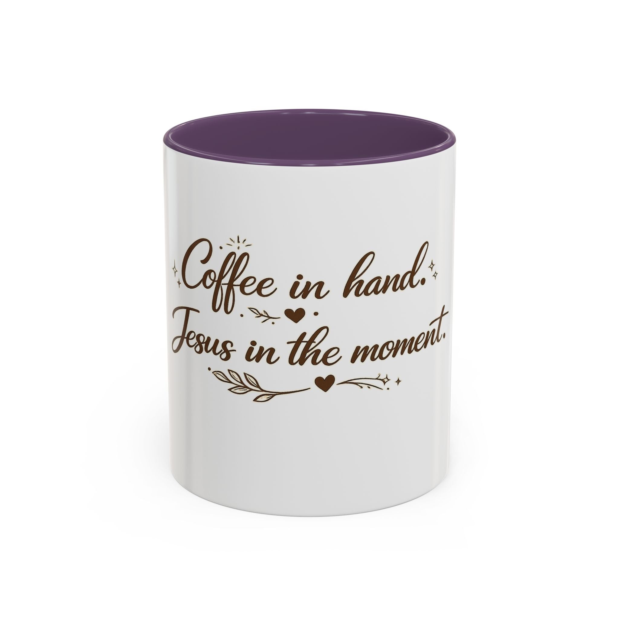 ''Coffee in Hand, Jesus in the Moment' Accent Coffee Mug