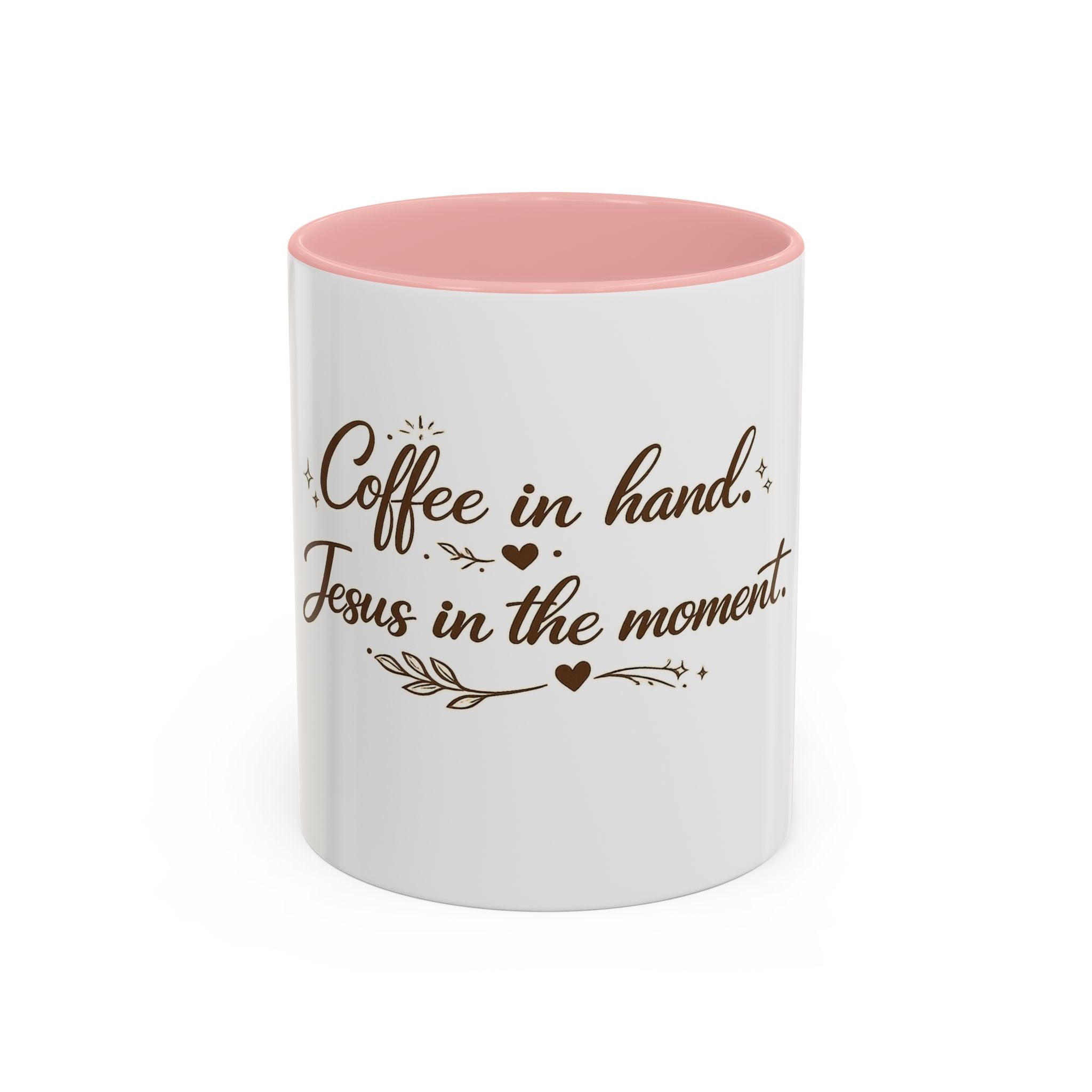 ''Coffee in Hand, Jesus in the Moment' Accent Coffee Mug