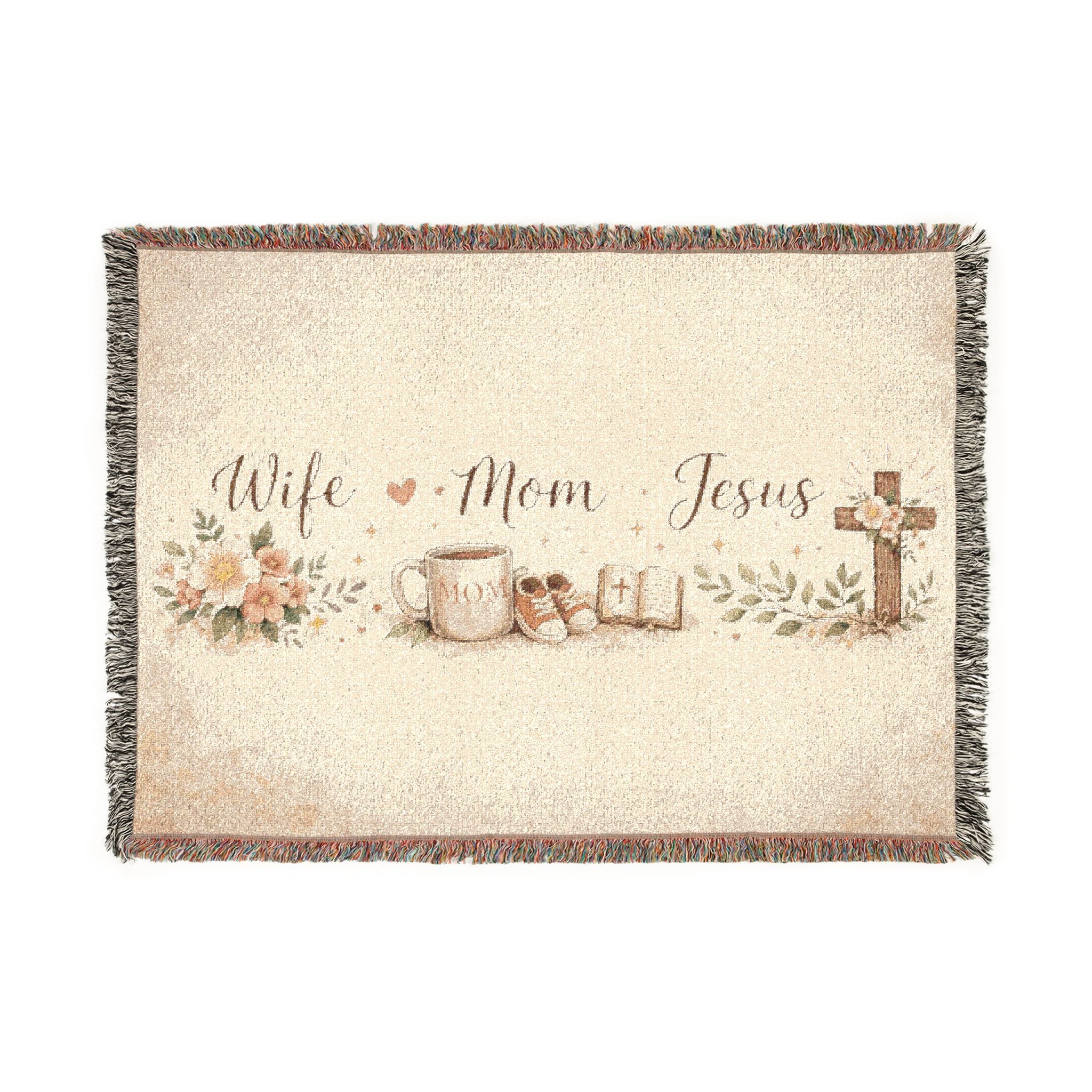 'Wife, Mom, Jesus' Woven Blanket