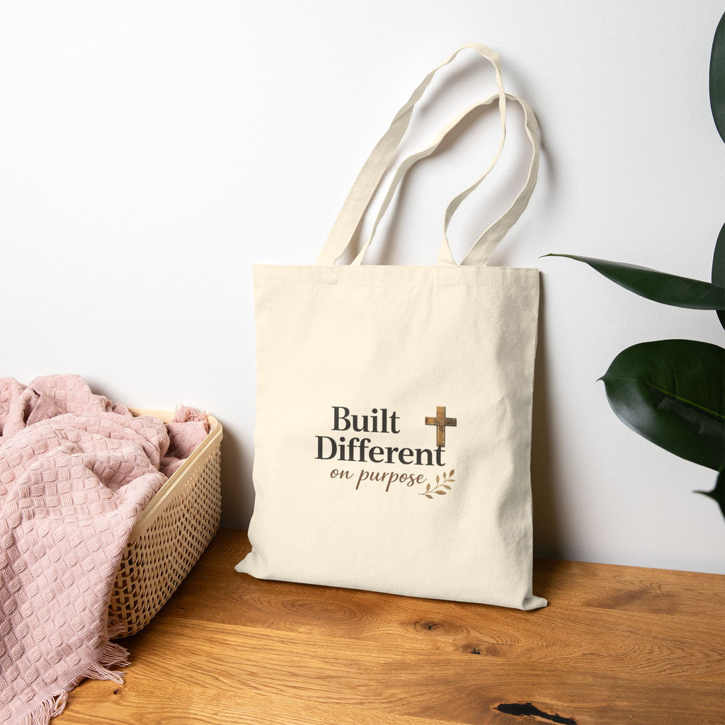 'Built Different' Cotton Canvas Tote Bag