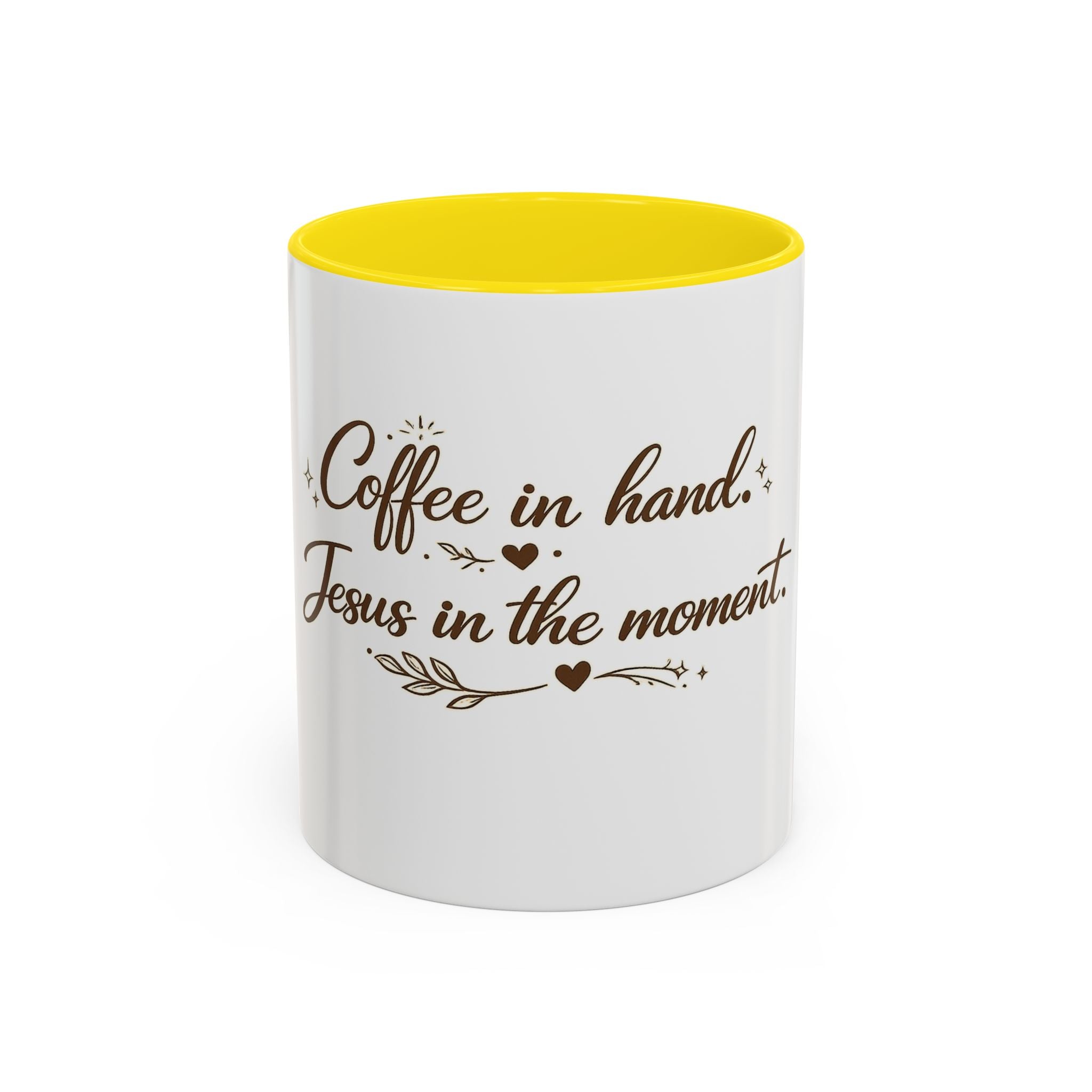 ''Coffee in Hand, Jesus in the Moment' Accent Coffee Mug